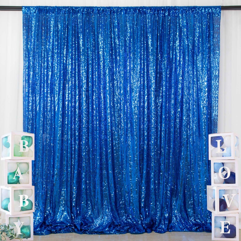 ShiDianYi Royal Blue Glitter Backdrop Curtain Photo Backdrop 4FTx7FT Sequins Shimmer Curtains for Backdrop -1011E - Image 1